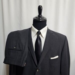Benvenuto 2 Pc Suit Men 48 XL Long 38x35 Charcoal Wool Blend Big & Tall 3 Button